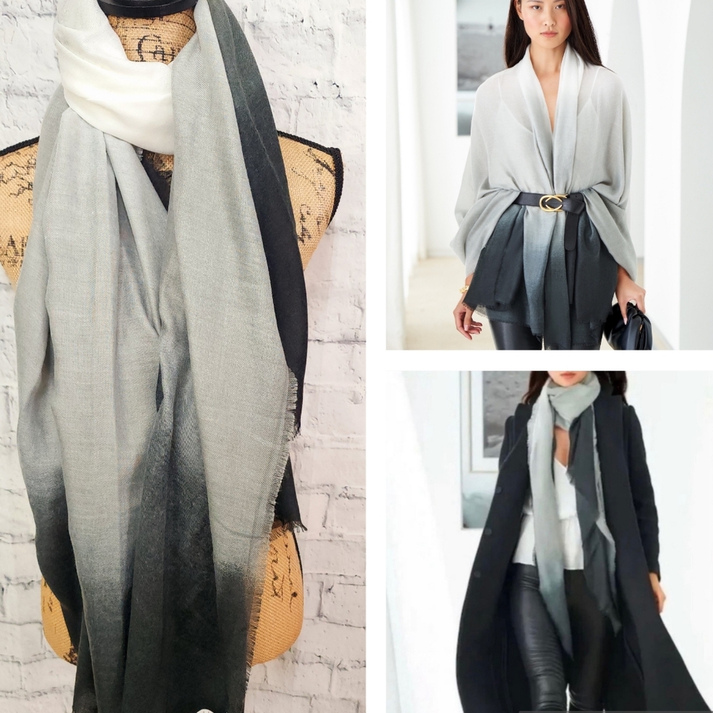 Cushnie Grey horizon ombre scarf wrap new retails $150